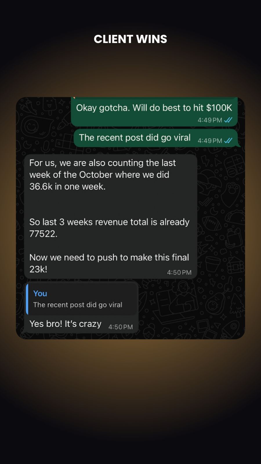 Booking / payment confirmation